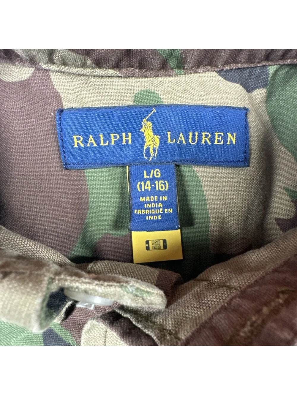 Polo Ralph Lauren Classic Fit Camouflage Oxford Long-Sleeve Kids Large 14-16